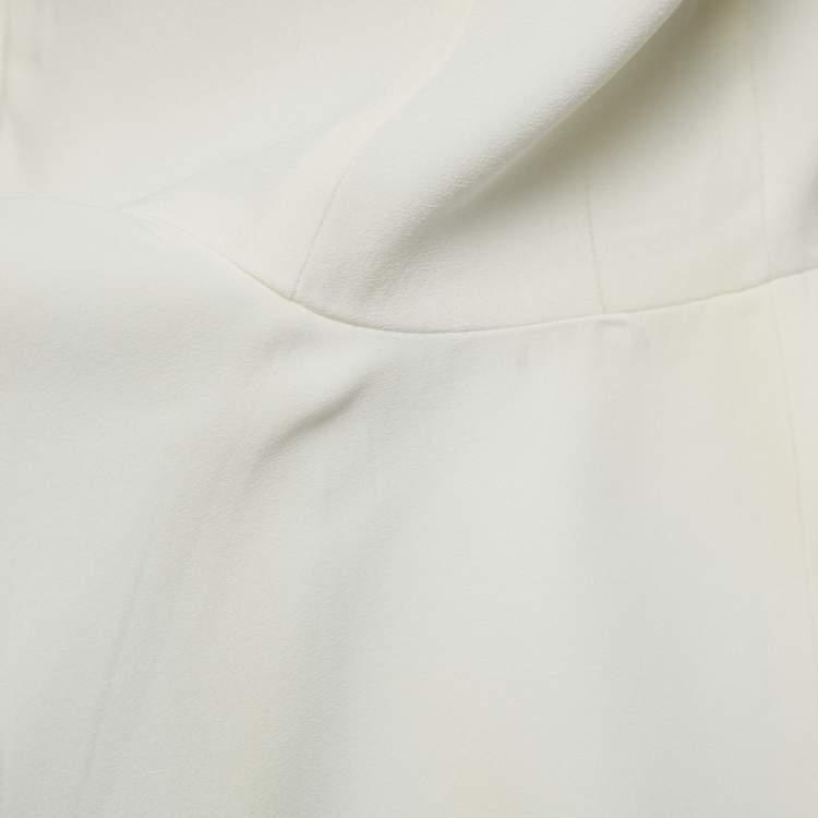 Pre Owned Alexander McQueen White Crepe Ruffled Peplum Top L