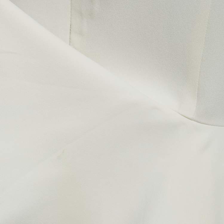 Pre Owned Alexander McQueen White Crepe Ruffled Peplum Top L