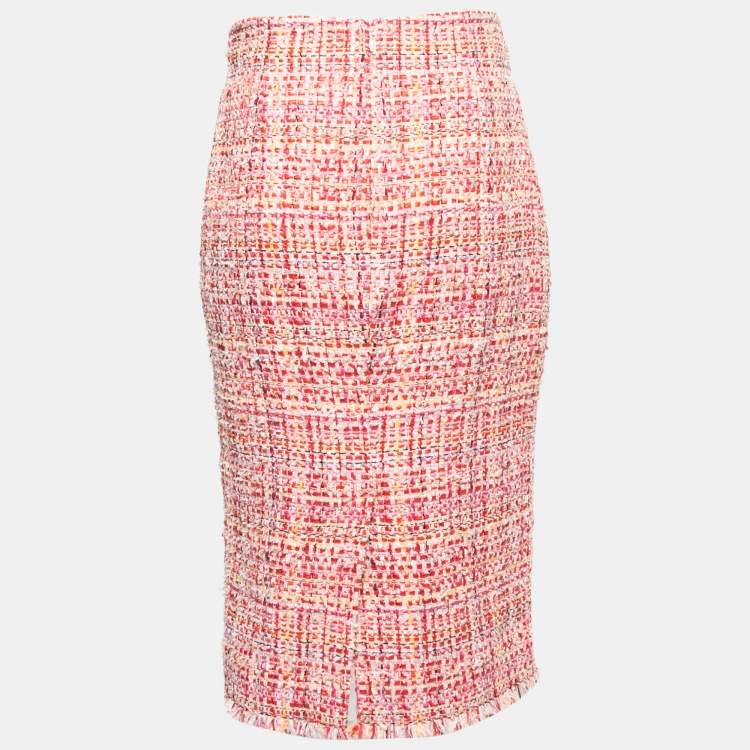 Pre Owned Alexander McQueen Multicolor Tweed Pencil Skirt M