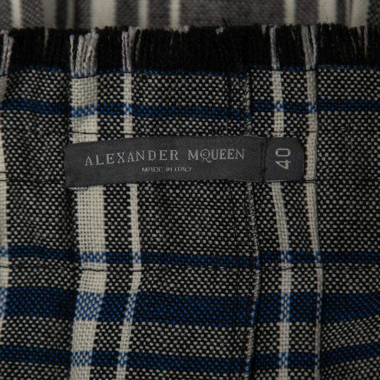 Pre Owned Alexander McQueen Black/Blue Checked Mini Kilt Skirt S