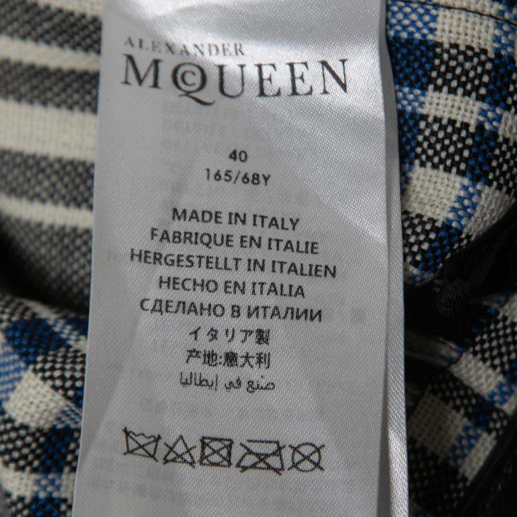 Pre Owned Alexander McQueen Black/Blue Checked Mini Kilt Skirt S