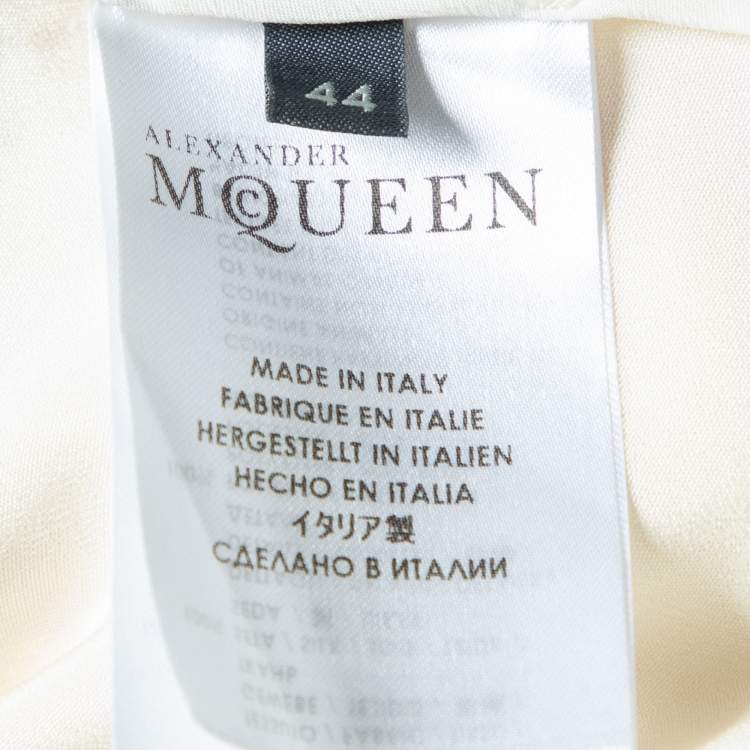 Pre Owned Alexander McQueen Cream Silk Sleeve Tie Detail Shirt M