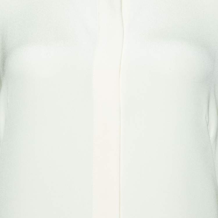 Pre Owned Alexander McQueen Cream Silk Sleeve Tie Detail Shirt M
