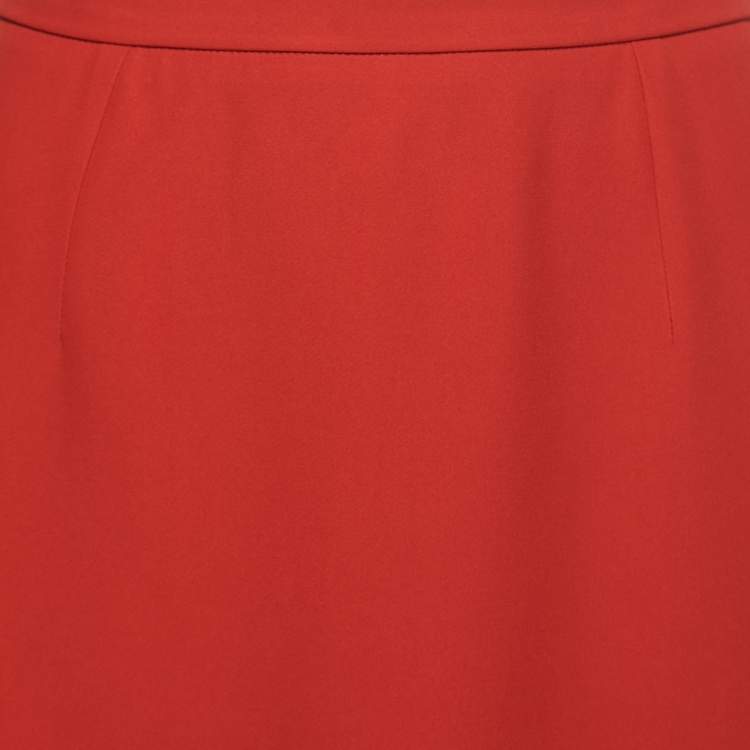 Pre Owned Alexander McQueen Red Crepe Long Pencil Skirt M