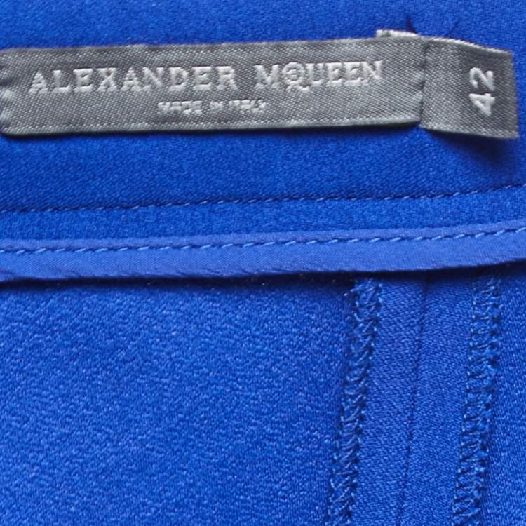 Pre Owned Alexander McQueen Blue Crepe Trousers M