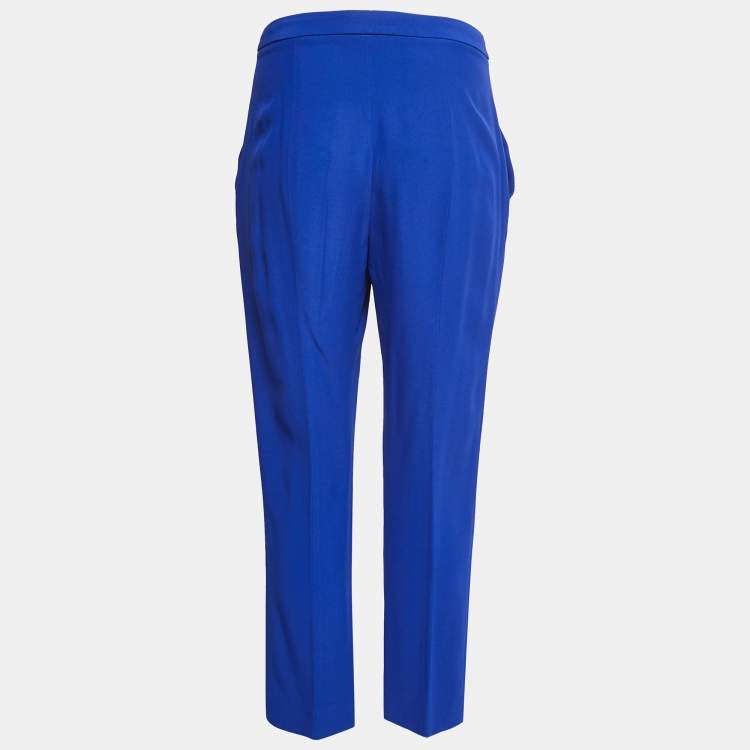 Pre Owned Alexander McQueen Blue Crepe Trousers M