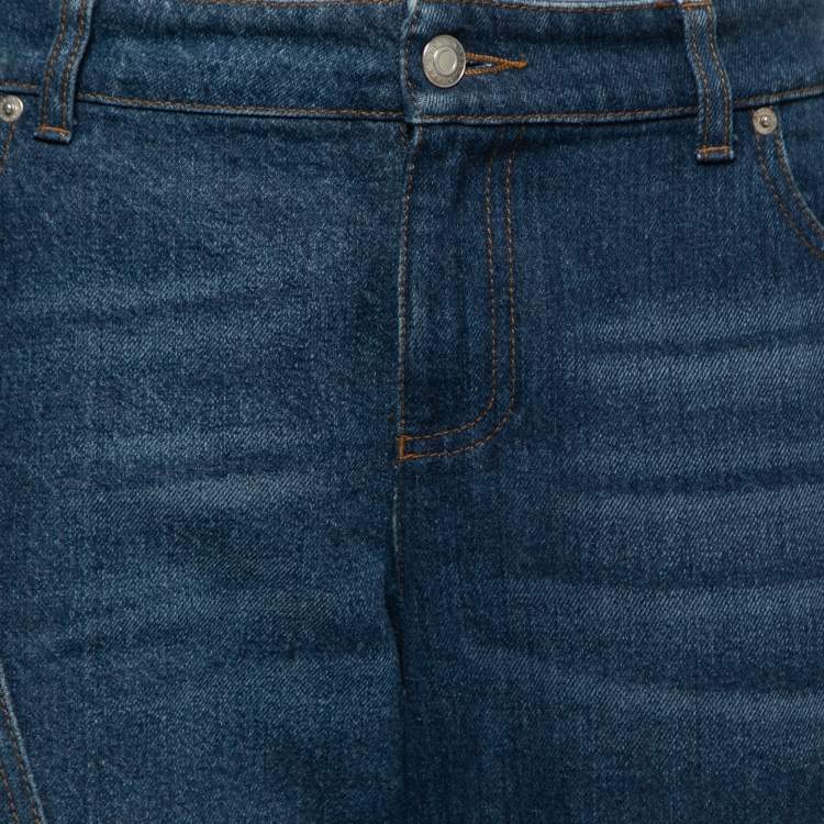 Pre Owned Alexander McQueen Blue Patched Denim Flared Jeans L Waist 34"
