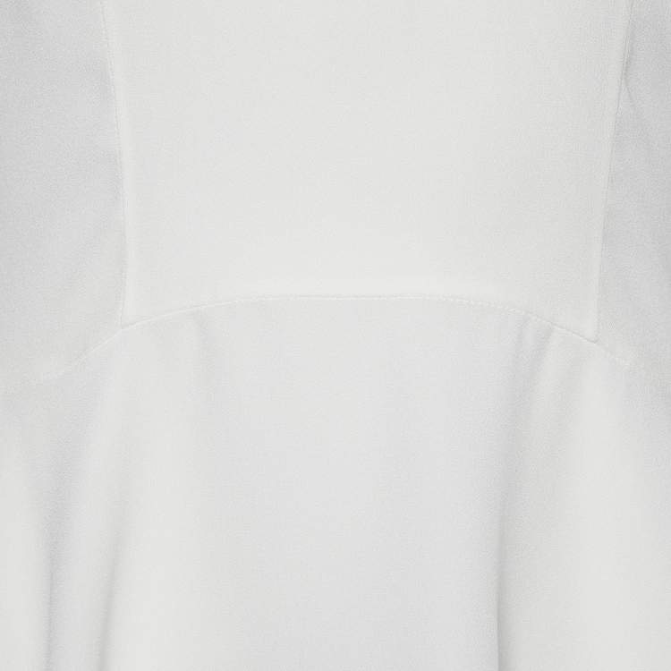 Pre Owned Alexander McQueen White Crepe Sleeveless Asymmetric Peplum Top M