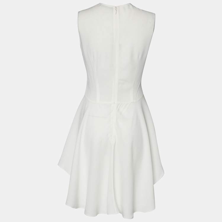 Pre Owned Alexander McQueen White Crepe Sleeveless Asymmetric Peplum Top M