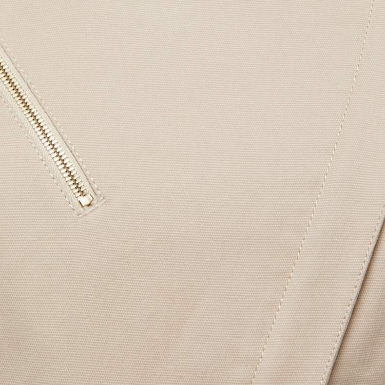 Pre Owned Alexander McQueen Beige Cotton Diagonal Zipper Jacket S