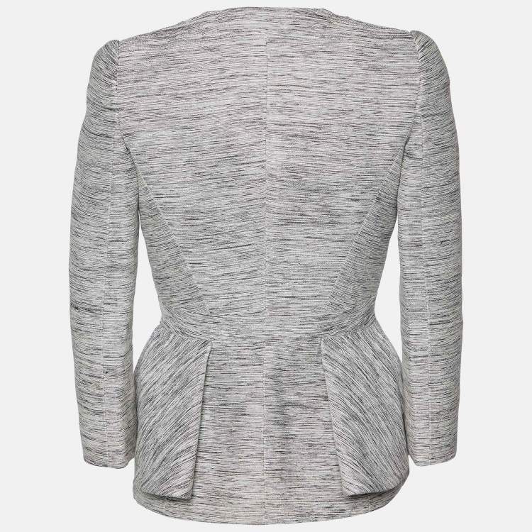 Pre Owned Alexander McQueen Grey Paper Yarn & Wool Blazer & Pants Set S