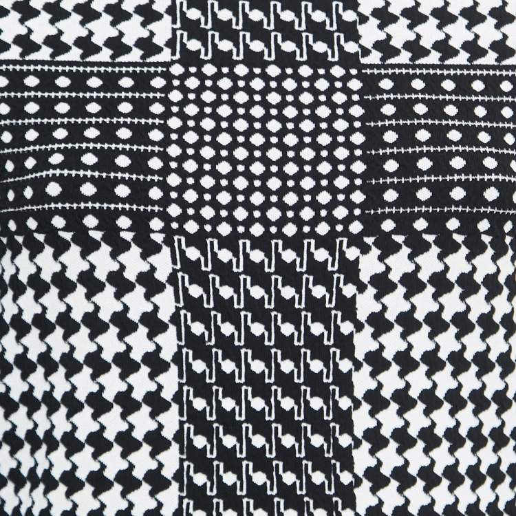 Pre Owned Alexander McQueen Black/White Patterned Stretch Knit Midi Dress M