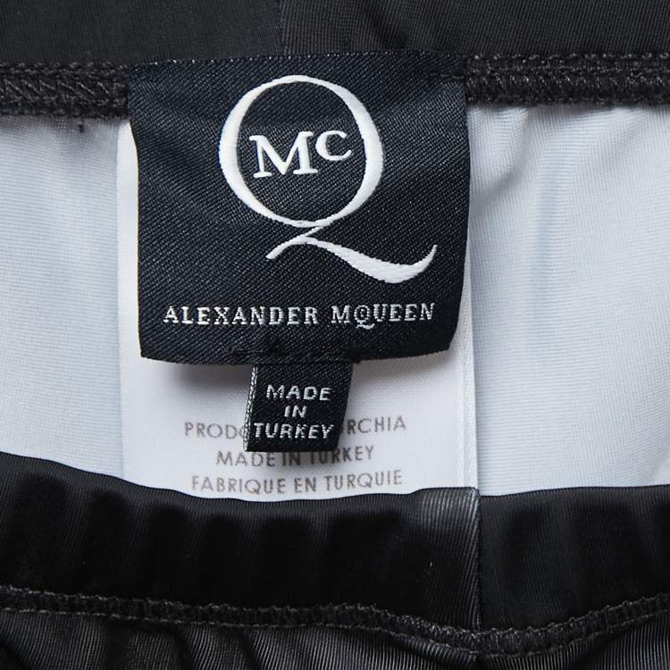 Pre Owned Alexander McQueen Black Zipper Print Jersey Leggings M