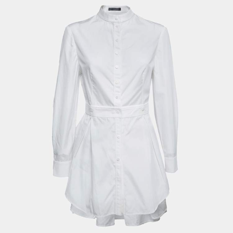 Pre Owned Alexander McQueen White Cotton Asymmetric Peplum Hem Detailed Shirt Tunic M