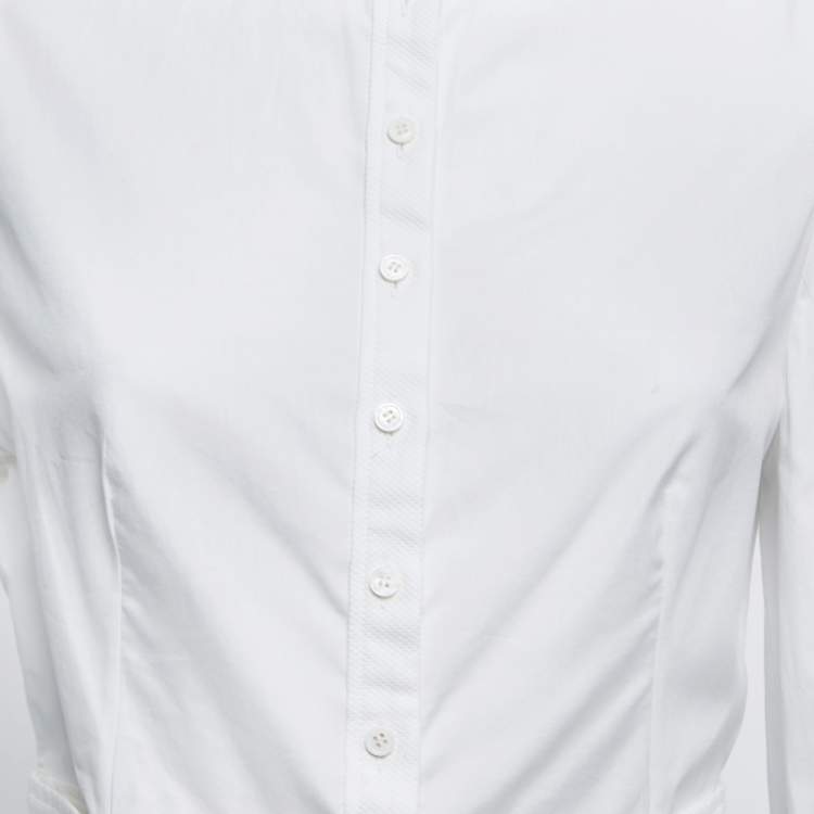 Pre Owned Alexander McQueen White Cotton Asymmetric Peplum Hem Detailed Shirt Tunic M