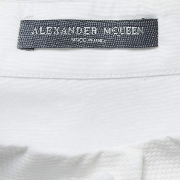 Pre Owned Alexander McQueen White Cotton Asymmetric Peplum Hem Detailed Shirt Tunic M