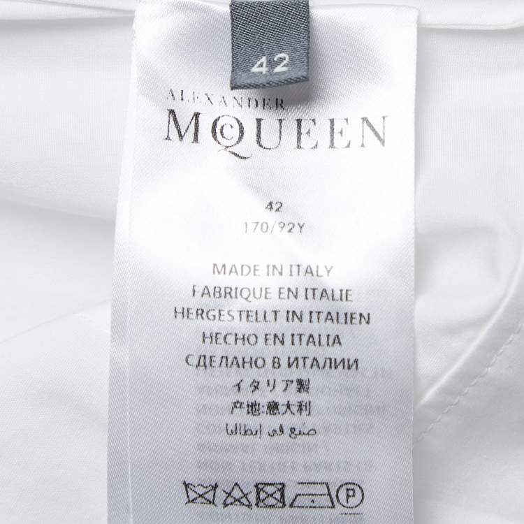 Pre Owned Alexander McQueen White Cotton Asymmetric Peplum Hem Detailed Shirt Tunic M