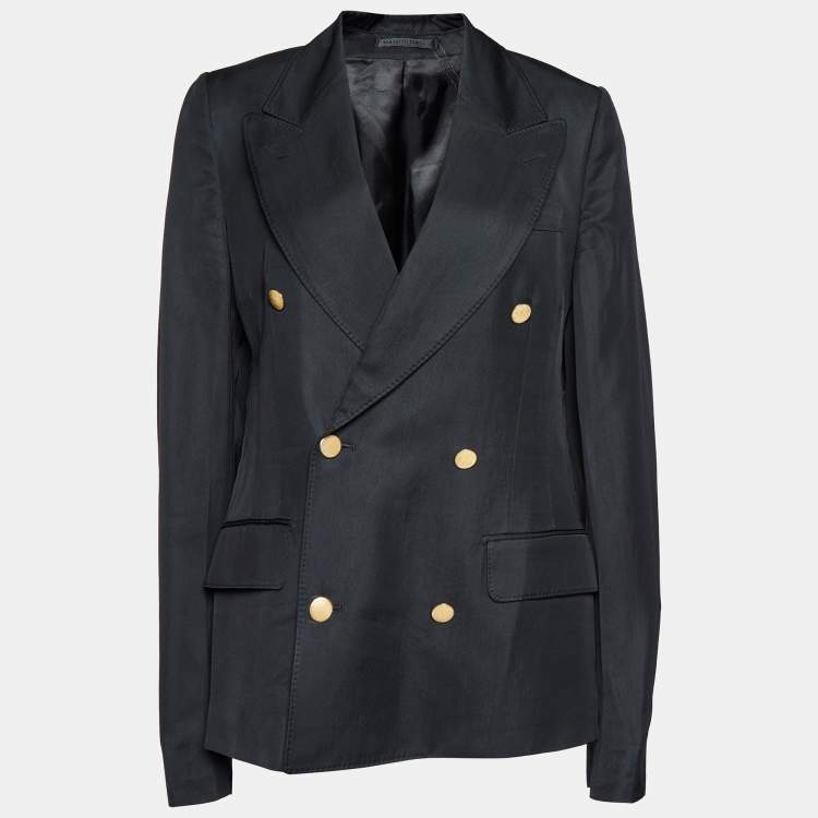 Pre Owned Alexander McQueen Black Rayon Double Breasted Blazer L