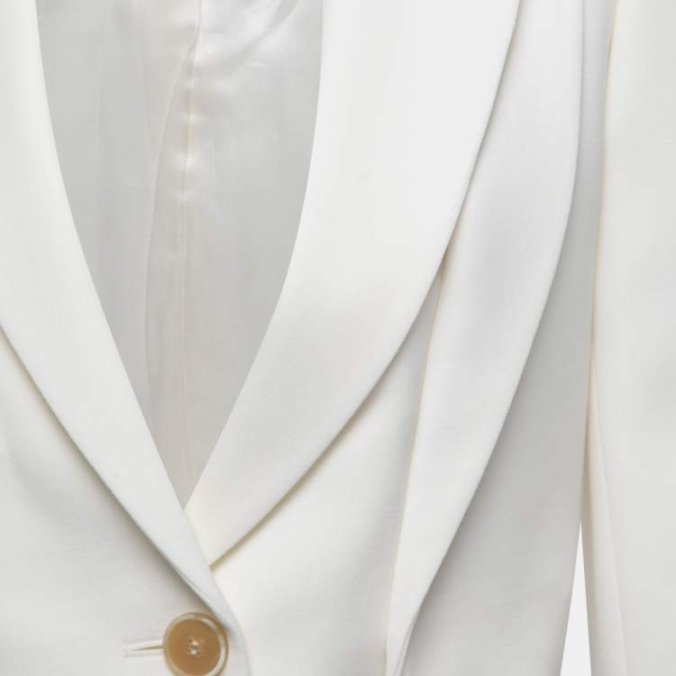 Pre Owned Alexander McQueen White Wool Cropped Blazer S