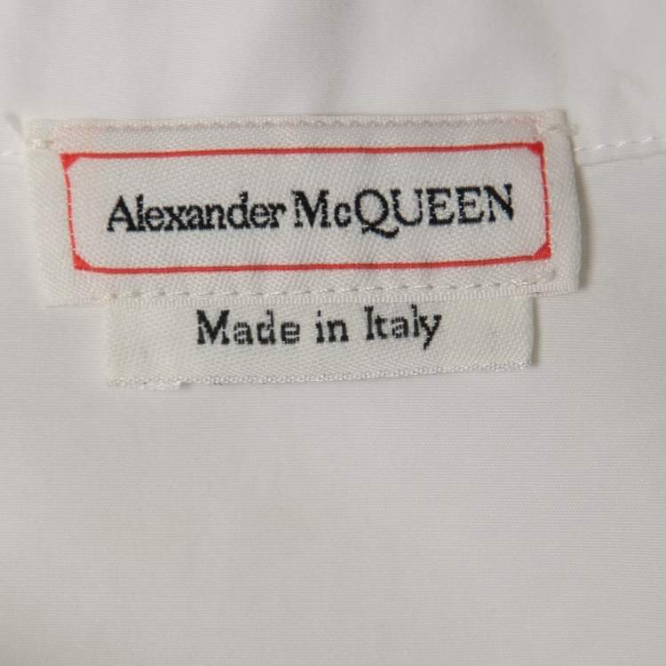 Pre Owned Alexander McQueen White Cotton Paneled Flared Mini Dress S