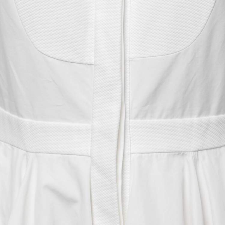 Pre Owned Alexander McQueen White Cotton Paneled Flared Mini Dress S