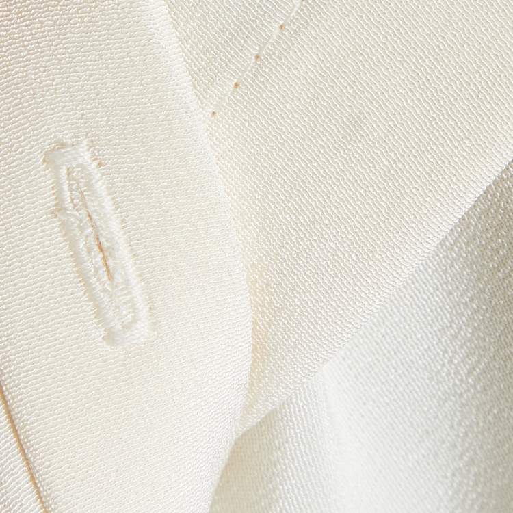 Pre Owned Alexander McQueen Cream Silk Ruffle Sleeve Shirt L