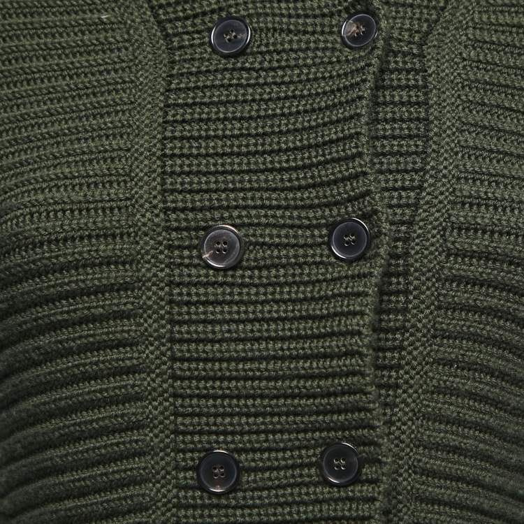 Pre Owned Alexander McQueen Dark Green Wool Cable Knit Peplum Sweater M