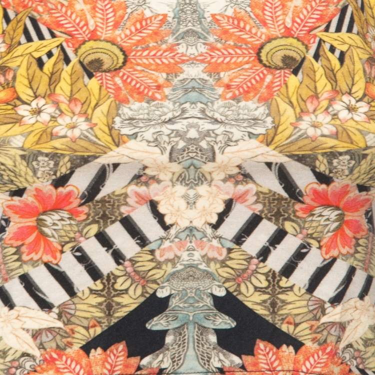 مملوكة مسبقًا Alexander McQueen Multicolor Floral Print Knit Halter Crop Top S