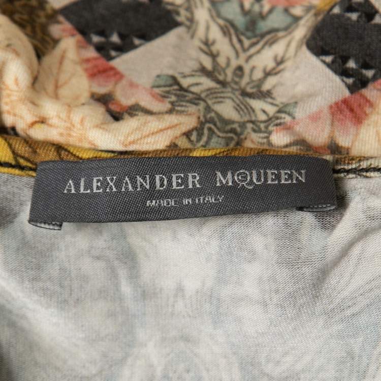 مملوكة مسبقًا Alexander McQueen Multicolor Floral Print Knit Halter Crop Top S