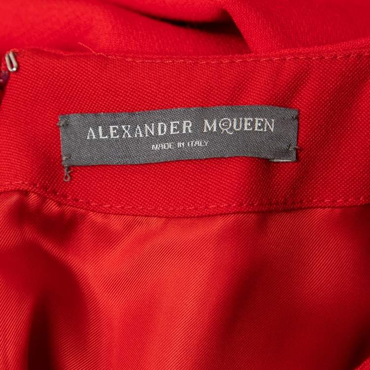 Pre Owned Alexander McQueen Red Wool Blend Sleeveless Mini Dress XS