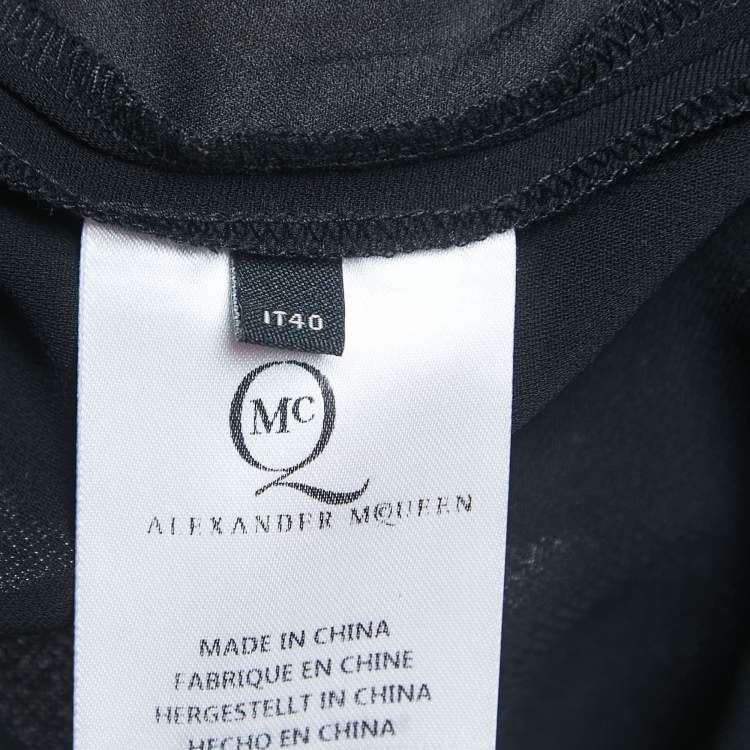 Pre Owned Alexander McQueen Black Crepe Elasticized Waist Drawstring Trousers S
