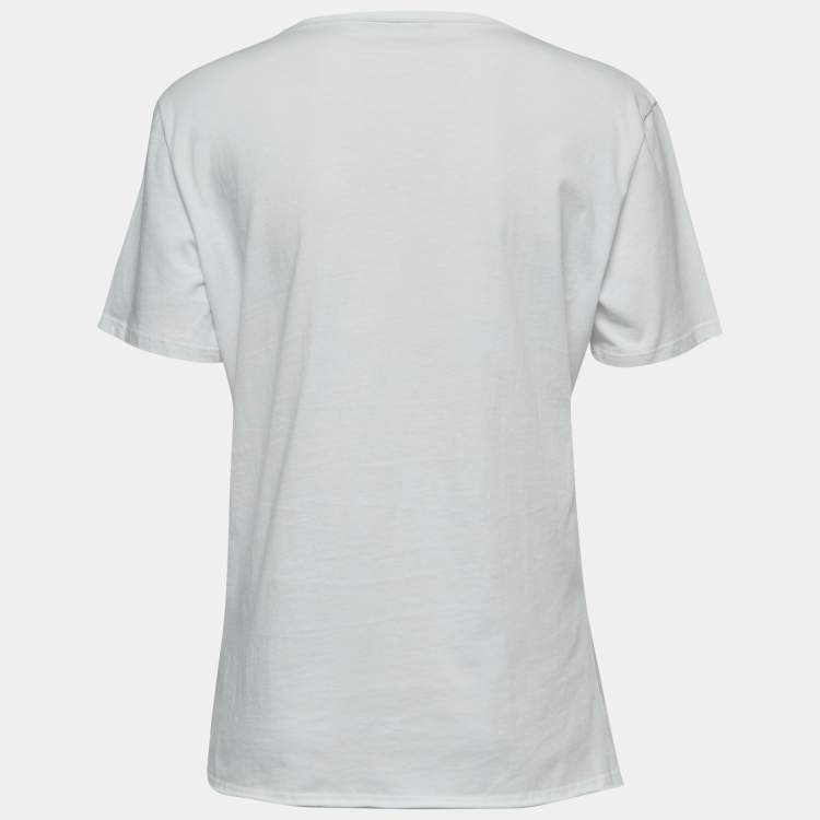 Pre Owned Alexander McQueen White Cotton Floral Skull Print T-Shirt L