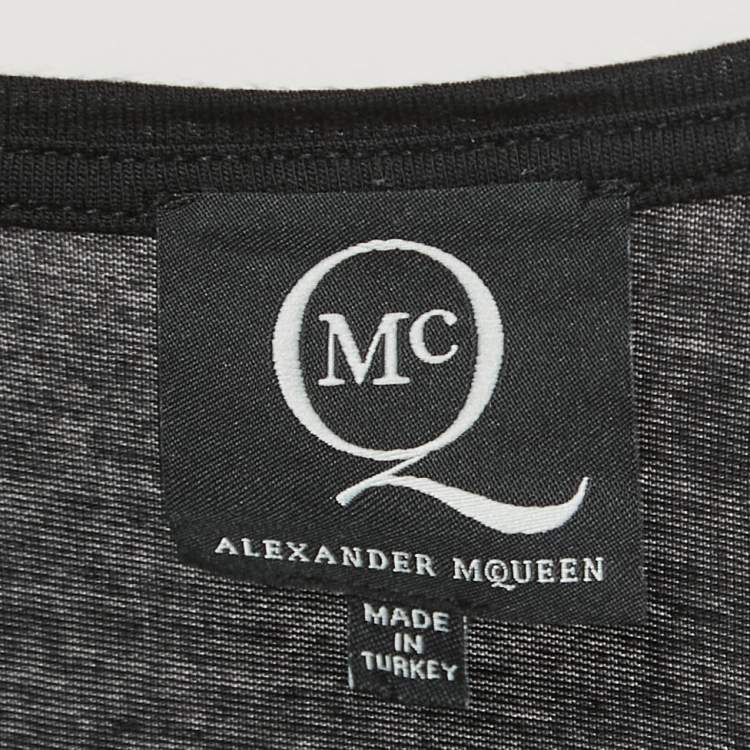 Pre Owned Alexander McQueen Black Logo Print Knit Tank Top XS