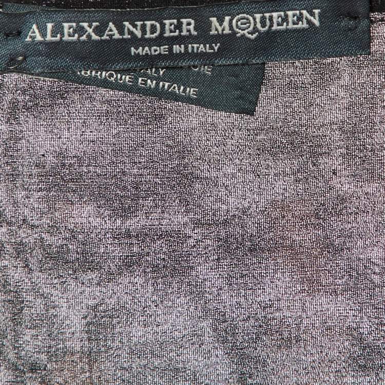Pre Owned Alexander McQueen Brown Leopard Printed Silk Oversized Draped Shrug (One Size)