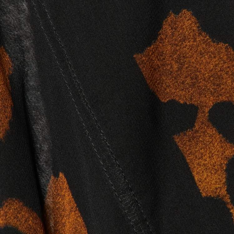 Pre Owned Alexander McQueen Brown Leopard Printed Silk Oversized Draped Shrug (One Size)