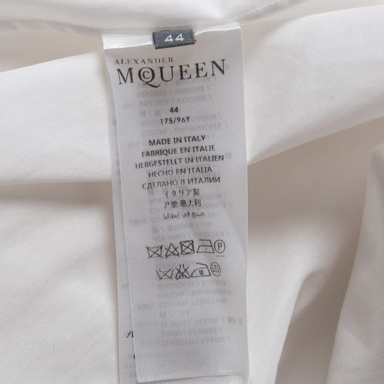 Pre Owned Alexander McQueen White Cotton Off Shoulder Lace Trim Blouse M