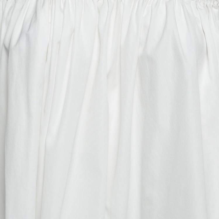 Pre Owned Alexander McQueen White Cotton Off Shoulder Lace Trim Blouse M