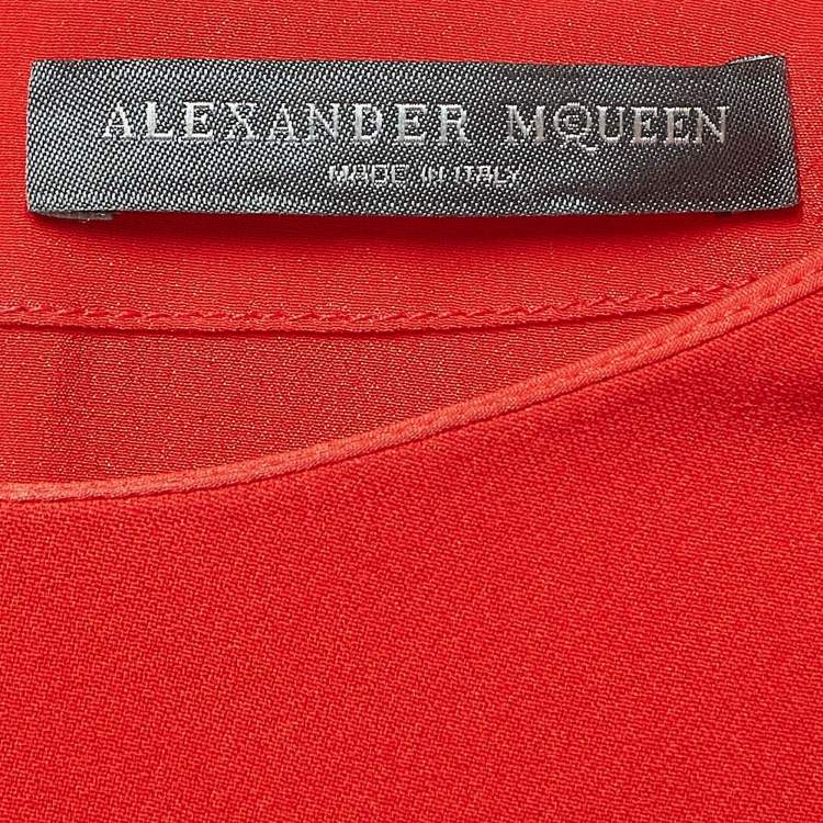 Pre Owned Alexander McQueen Red Crepe Ruffled Mini Dress M