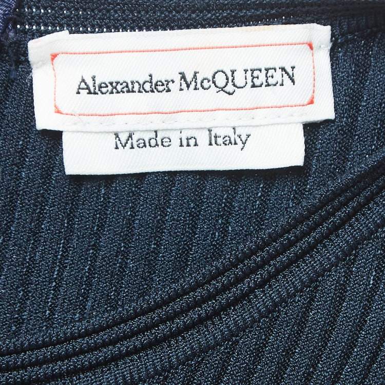 Pre Owned Alexander McQueen Navy Blue Knit Sleeveless Slip Dress M
