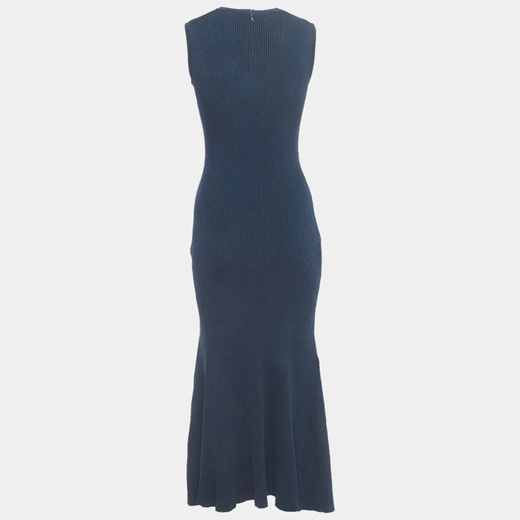 Pre Owned Alexander McQueen Navy Blue Knit Sleeveless Slip Dress M