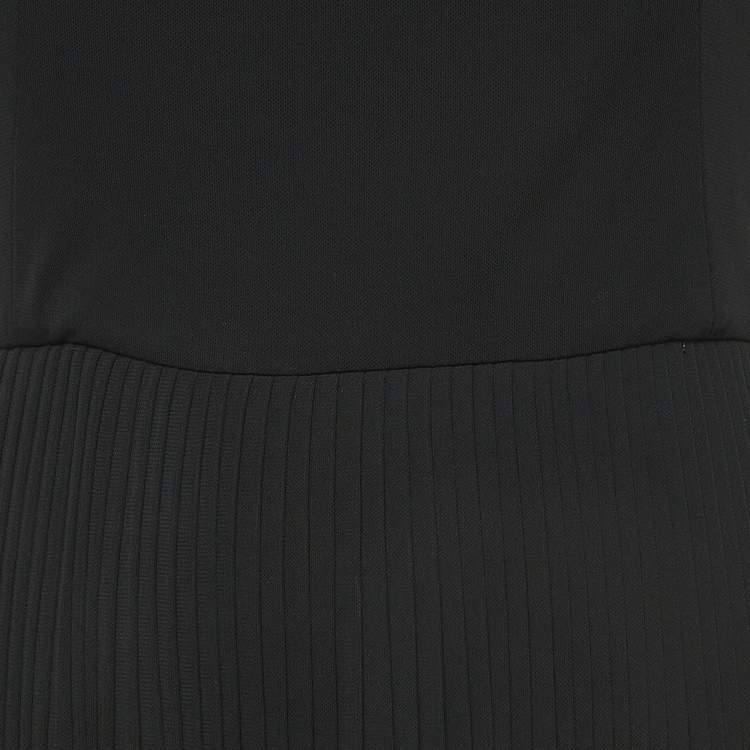 Pre Owned Alexander McQueen Black Pleated Crepe Sleeveless Midi Dress S