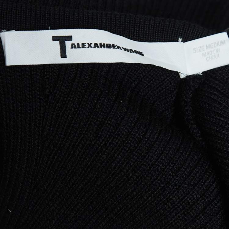 Pre Owned Alexander McQueen Black Wool Knit Visible Strap Mini Dress M