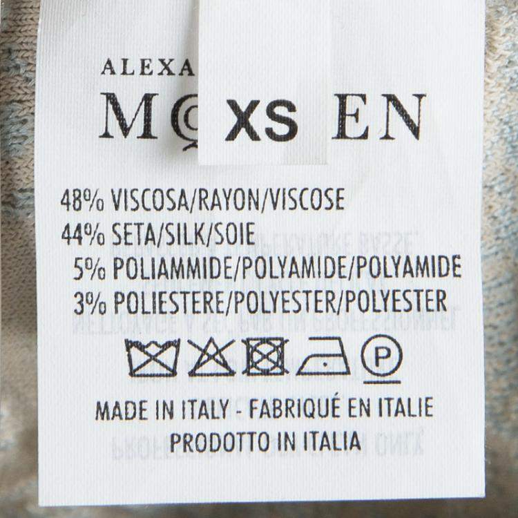 Pre Owned Alexander McQueen Powder Blue Floral Jacquard Knit Sleeveless Dress XS