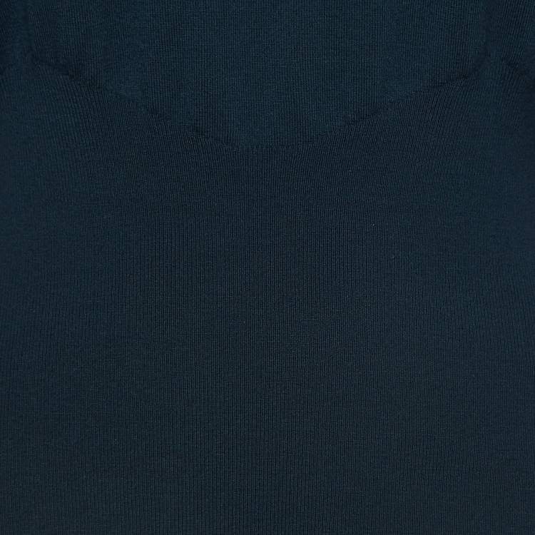Pre Owned Alexander McQueen Dark Green Wool Knit Long Sleeve Top S