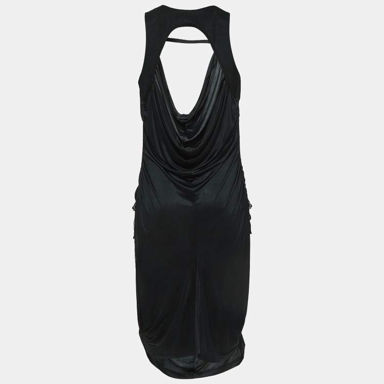 Pre Owned Alexander McQueen Ruched Adjustable Hem Midi Dress L