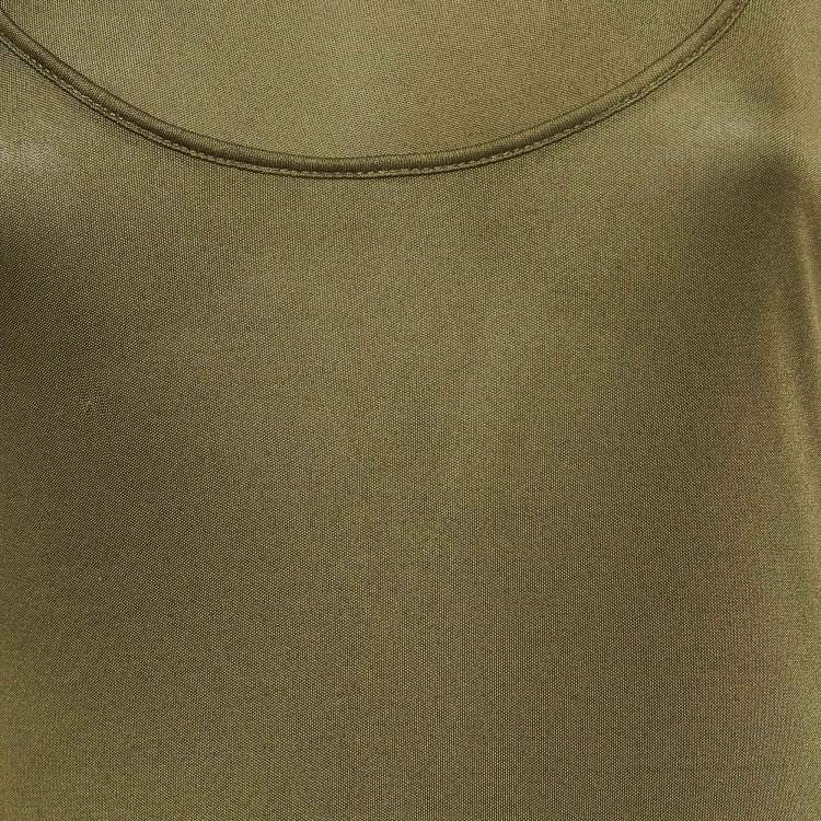 Pre Owned Alexander McQueen Green Silk Blend Cutout Sleeveless Top S