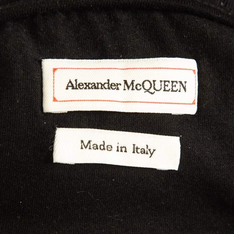 Pre Owned Alexander McQueen Black Logo Embroidered Cotton Knit Joggers XS
