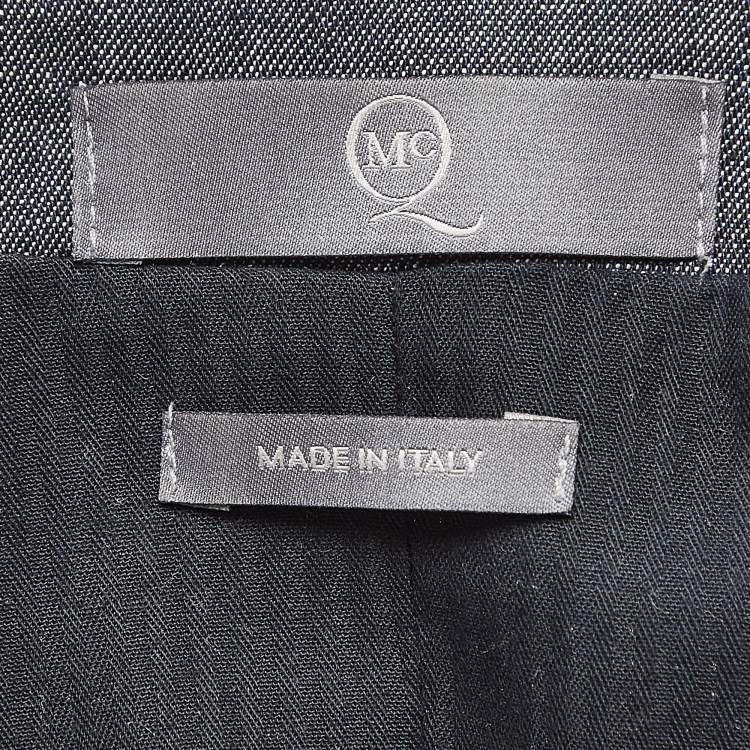 Pre Owned Alexander McQueen Navy Blue Tweed Zip Front Jacket M