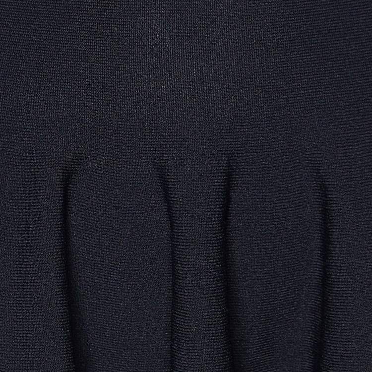 Pre Owned Alexander McQueen Black Knit Ruffle Off-Shoulder Fit & Flare Sweater Dress XS