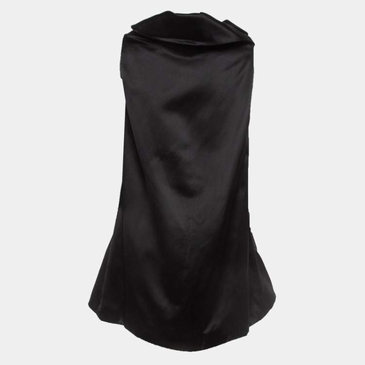ワンピース Alexander Mcqueen Black Satin Dress Alexander McQueen Black Satin Silk Mini Shift Dress S